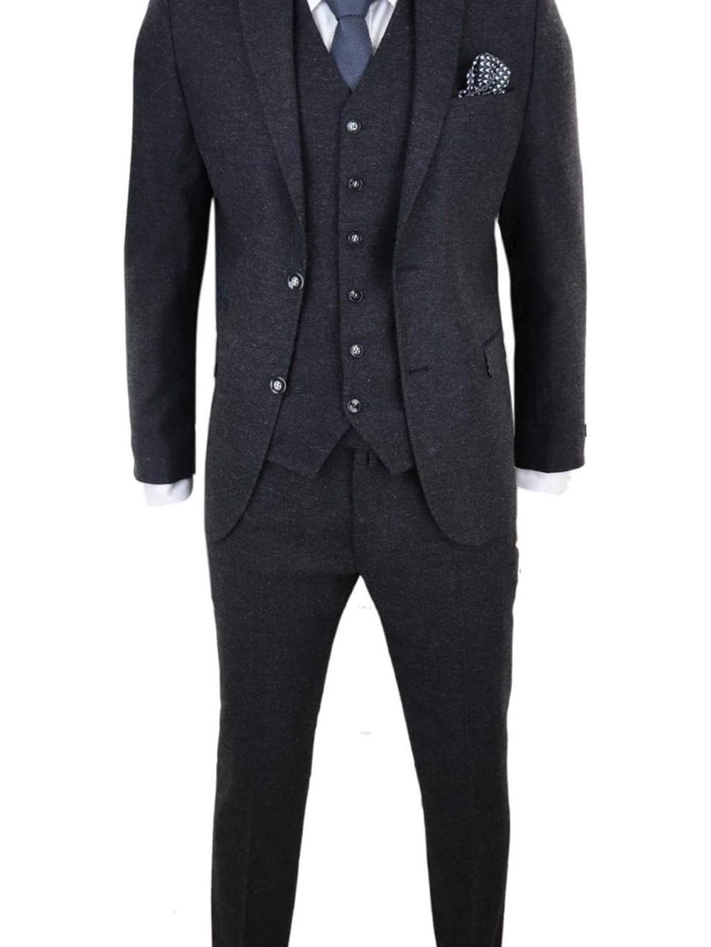 Men's Charcoal Three-Piece Suit - Classic Formal Blazer, Vest & Pants